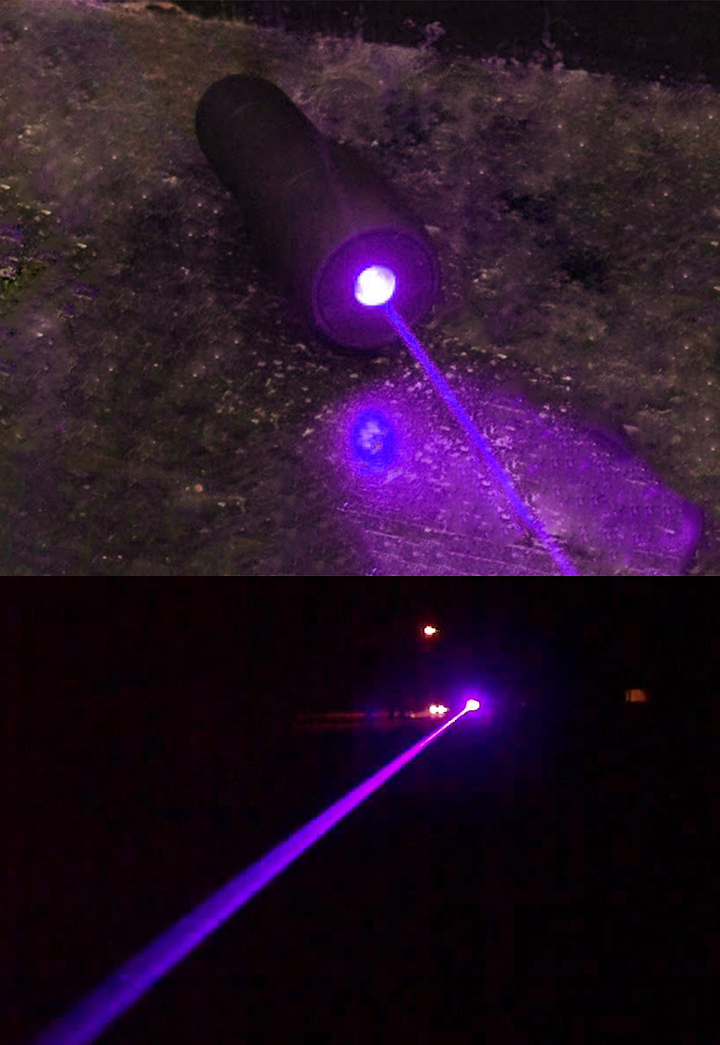 Lampe de Poche LED Laser Bleu 450nm